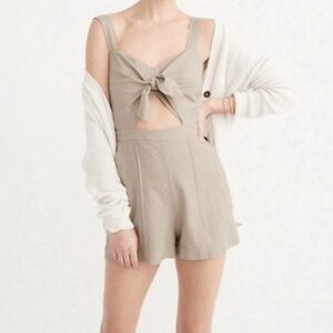 Abercrombie & Fitch tan front tie romper